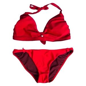 POWDER ROOM Vintage Red 2 Piece Bikini Swimsuit size 13